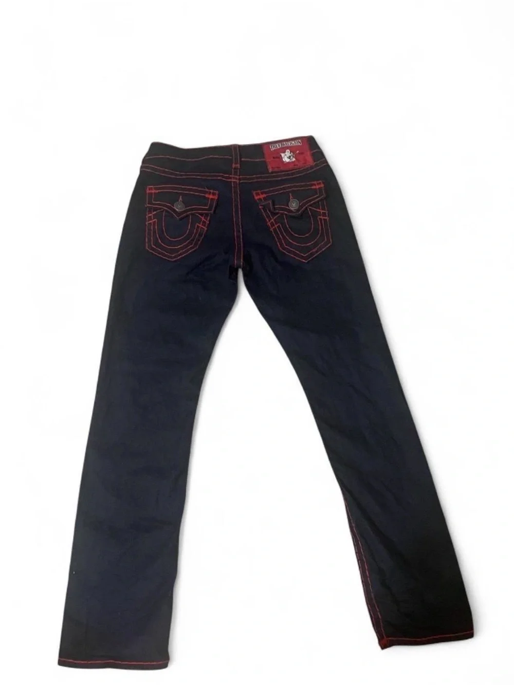 True Religion Black Jeans with Red Contrast Stitching